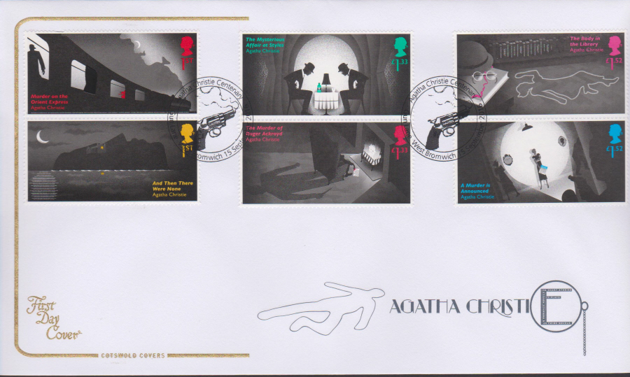 2016 - Agatha Christie, COTSWOLD First Day Cover, Gun Lane West Bromwich Postmark